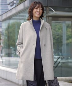 J.PRESS LADIES ショートビーバー スタンドカラー コート トップグレー系