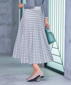 Tiaclasse 【洗える】千鳥柄ニットプリーツワンピース