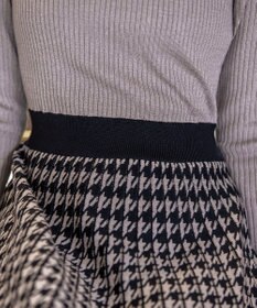 Tiaclasse 【洗える】千鳥柄ニットプリーツワンピース