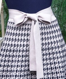 Tiaclasse 【洗える】千鳥柄ニットプリーツワンピース