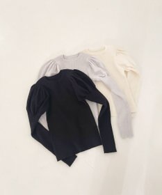 Feroux 【洗える】パフスリーブラメ ニット