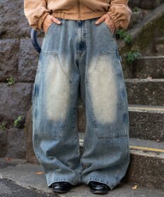 WEGO ワーカーズダブルニーデニムパンツ