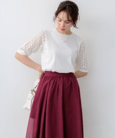 組曲 【先行予約】コットンフラワーレーシープルオーバー ニット