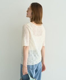 YECCA VECCA 5分袖レースシアートップス