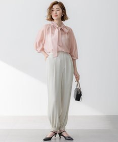 23区 L 【WEB&一部店舗限定/洗える】ライトシアーミクスチャー ボウタイ ブラウス