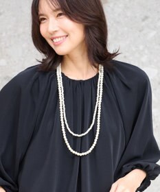 ANY 【コサージュ付】二連パールロングネックレス