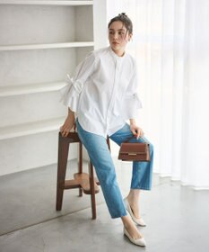 #Newans 【洗濯機可能/シワになりにくい】リボンカフスブラウス