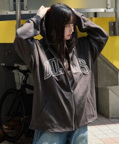 WEGO 【ユニセックス着用ITEM/MLサイズ展開】スラブチェックロゴジップパーカー