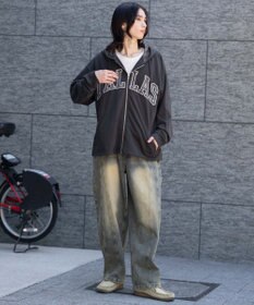 WEGO 【ユニセックス着用ITEM/MLサイズ展開】スラブチェックロゴジップパーカー