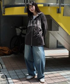 WEGO 【ユニセックス着用ITEM/MLサイズ展開】スラブチェックロゴジップパーカー