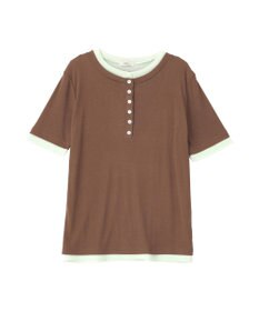 earth music&ecology シアーレイヤード風5分袖プルオーバー
