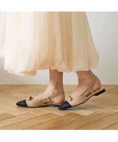 MODE ET JACOMO <carino>グリッターコンビフラットシューズ