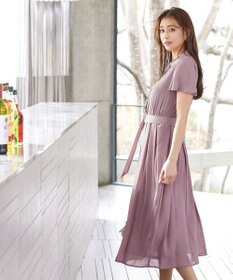 Tiaclasse 【洗える】シアー楊柳シャツワンピース