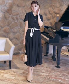 Tiaclasse 【洗える】シアー楊柳シャツワンピース