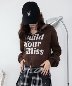 WEGO グラフィックジャガードニットZIPパーカー