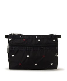LeSportsac COSMETIC CLUTCH/レッド/ホワイトハートEMB
