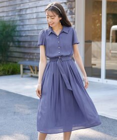 Tiaclasse 【洗える】シアー楊柳シャツワンピース