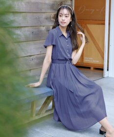 Tiaclasse 【洗える】シアー楊柳シャツワンピース