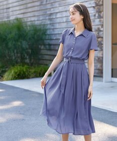 Tiaclasse 【洗える】シアー楊柳シャツワンピース