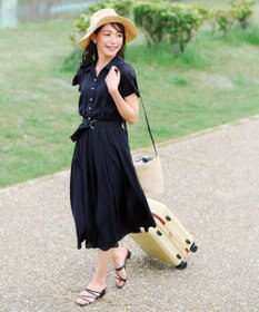 Tiaclasse 【洗える】シアー楊柳シャツワンピース