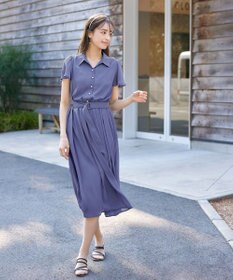 Tiaclasse 【洗える】シアー楊柳シャツワンピース