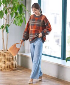 Tiaclasse 【洗える】チェック柄プルオーバーニット