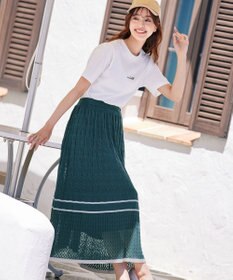 Tiaclasse クロシェ編み配色ニットスカート