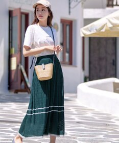 Tiaclasse クロシェ編み配色ニットスカート