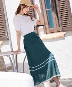 Tiaclasse クロシェ編み配色ニットスカート