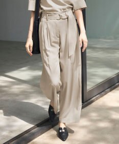 ICB 【接触冷感・UVカット・洗える】 T/Rドライリネン ワイドストレートパンツ