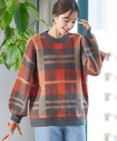 Tiaclasse 【洗える】チェック柄プルオーバーニット