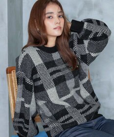 Tiaclasse 【洗える】チェック柄プルオーバーニット