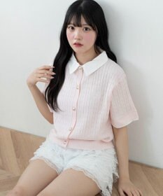 WEGO キンボタンエリツキケーブルニット