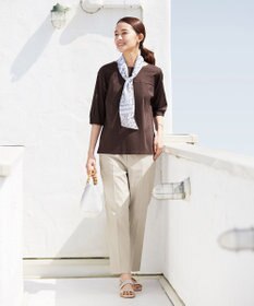 J.PRESS LADIES S 【シワになりにくい】コットンフィッティーシャーク テーパードパンツ