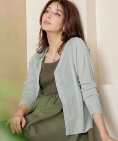 Tiaclasse L Vネックラメニットシアーカーディガン