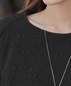 Tiaclasse 【洗える】ふくれジャガードバルーンスリーブチュニックブラウス