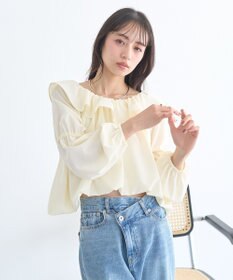 earth music&ecology 2wayオフショルバルーンヘムフリルブラウス