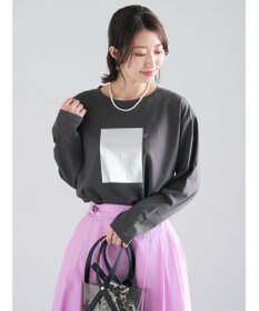 Te chichi 箔プリントロングTシャツ