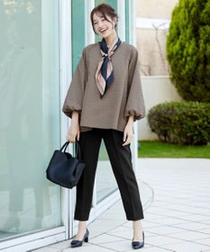 Tiaclasse 【洗える】ふくれジャガードバルーンスリーブチュニックブラウス