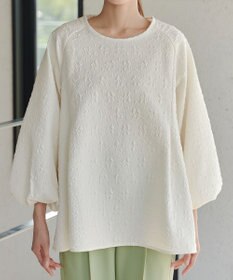 Tiaclasse 【洗える】ふくれジャガードバルーンスリーブチュニックブラウス