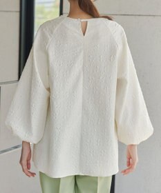 Tiaclasse 【洗える】ふくれジャガードバルーンスリーブチュニックブラウス