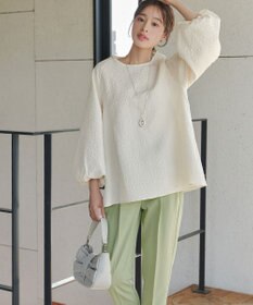 Tiaclasse 【洗える】ふくれジャガードバルーンスリーブチュニックブラウス