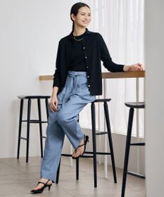 自由区 L 【カタログ掲載】コットンリネンシャンブレーテーパード パンツ