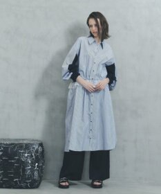 YECCA VECCA シアーMIXドロストデザインシャツワンピース