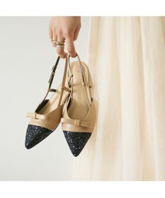 MODE ET JACOMO <carino>グリッターコンビフラットシューズ