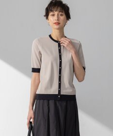 23区 S 【WEB&一部店舗限定/洗える】レーヨンポリエステルストレッチ 半袖 カーディガン
