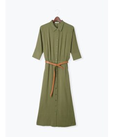 Te chichi ベルト付きレーヨンリネンシャツワンピース