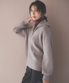 ANY L 【洗濯機可】ジップアップニットブルゾン