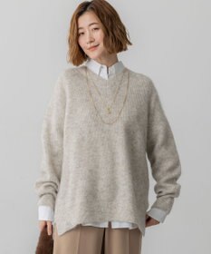 23区 モヘヤミックススパングル Vネック ニット ライトグレー系