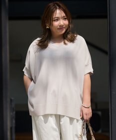 UNFILO スゴ機能美ニット Vネック ワイドプルオーバー グレージュ